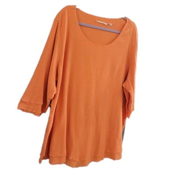 Soft Surroundings 100% Cotton Top Women's Size‎ 2x Orange Gauzey Lightweight - Picture 5 of 9